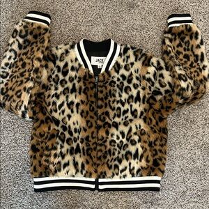 Jack by BB Dakota Leopard Faux Fur Bomber - Black, Brown, Cream